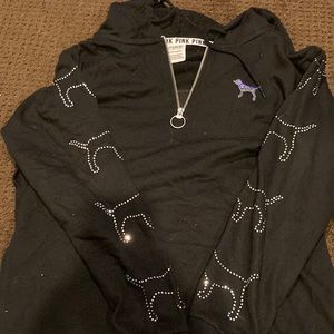 Victoria’s Secret pink hooded sweatshirt like new with rhinestone and sequin